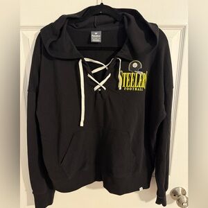 Fanatics Black Steelers Lace-Up Hoodie
